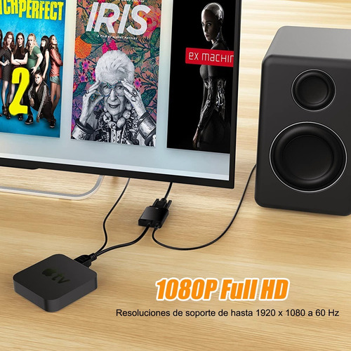 Imagen 5 de 7 de Cables Adaptador Convertidor Hd 1080p Hdmi A Vga