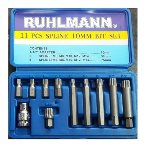 Imagen 1 de 4 de Juego Puntas Spline 11 Pcs Multiestrias Ruhlmann Zona Norte