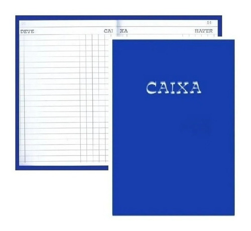 Livro Caixa Comercial Capa Dura Pequeno 1/4 Tamoio 100 Fls Cor Azul