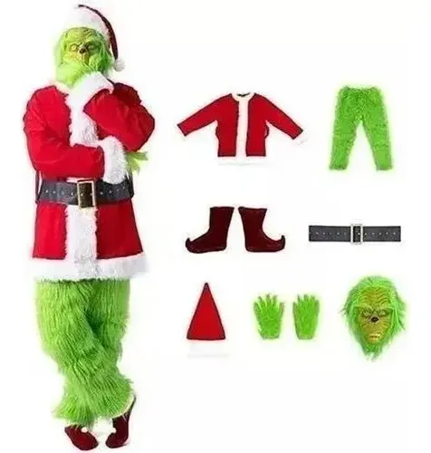 Disfraz De Papá Noel Para Adultos – Set De 5 Piezas: Chaqueta, Pantalón, Sombrero, Cinturón Y Barba, Perfecto Para Navidad