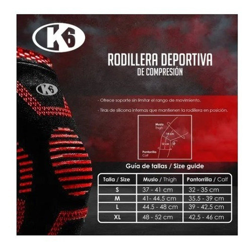 Rodillera Deportiva De Compresión Crosstraining K6 Xl