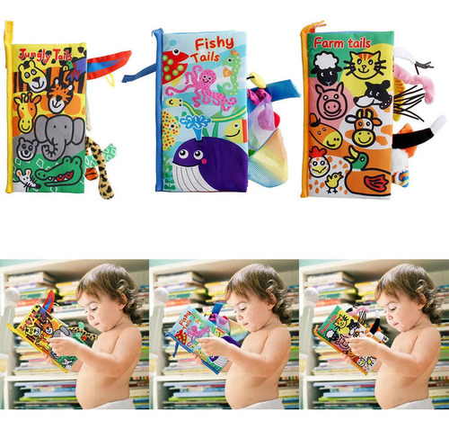 Imagen 3 de 4 de Libros De Tela Suave Juguetes De Aprendizaje 3 Piezas