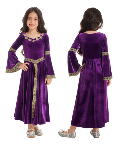 Disfraz Medieval Para Niñas Princesa Reina Terciopelo Tal