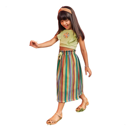 Conjunto Infantil Verão Saia Tule Candy Color Blogueirinha