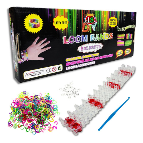 Loom Band Pulseira Elástico Monstertail Rainbow Agulha Regua