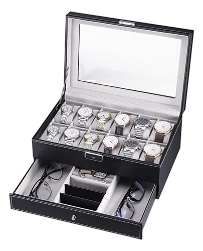 Caja Organizadora De 12 Relojes + Joyas