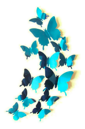 Pegatinas De Pared Mariposa Tipo Espejo Color Azul