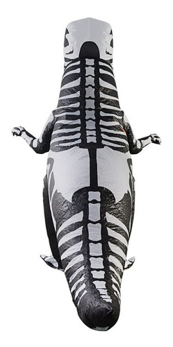 Imagen 3 de 6 de Disfraz Halloween Dinosaurio Inflable T- Rex Black Huesos