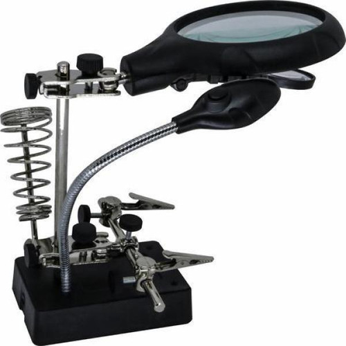 Lupa De Mesa Con Soporte Para Garras Y Luz Led