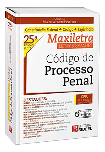 Código De Processo Penal Maxiletra 25ed, De Ricardo Vergueiro Figueiredo. Editora Rideel Em Português