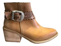 Comprar Botas Botineta Texana Cuero Vacuno Cierre Taco Mujer Hebilla
