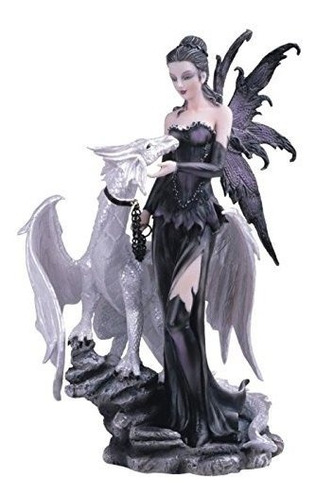 Hada Negra Con Dragón Blanco Figura De Colección Decoración
