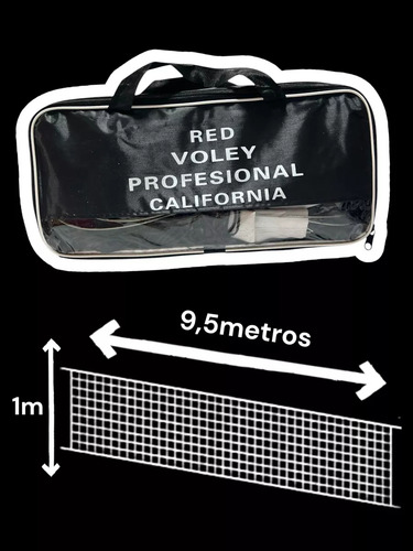 Red De Voley 9,5 Mts Reglamentaria Negra Con Bolso Reforzada Faydi