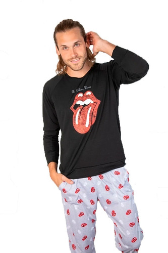 Pijama Rolling Invierno Dos Piezas Estampado Lengua Unisex