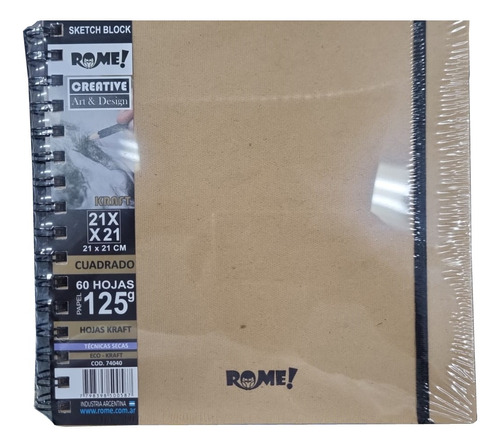 Rome Cuaderno De Boceto 21x21cm 125g 60h Hojas Kraft