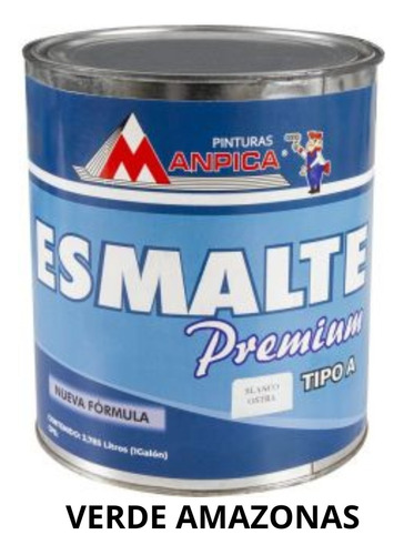 Pintura Esmalte Premium Verde Amazonas 1/4 Galon Manpica