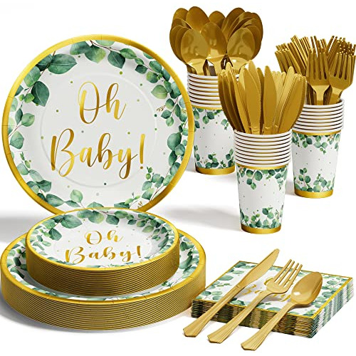 Suministros De Fiesta De Baby Shower De Follaje Verde S...