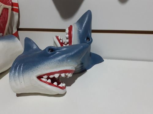 Imagen 2 de 2 de Tiburón Goma Titere Flexible Marioneta De Mano Azul