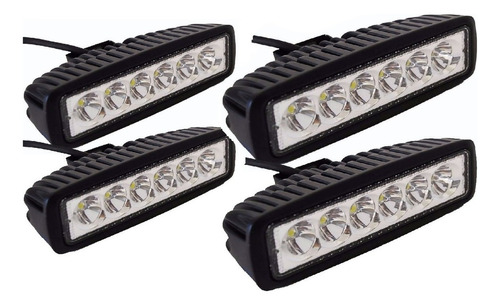 Pack X4 Focos Led Neblineros Barra 4x4 18w - Alta Potencia