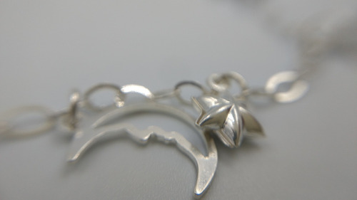 Imagen 5 de 8 de Pulsera De Plata Fina 925 Dama Lunas Y Estrellas Mujer