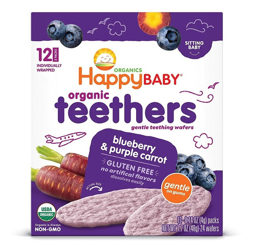 Happy Baby Teethers Para Bebé Sabor Moras Y Zanahoria Morada