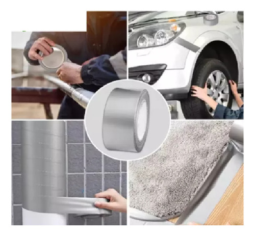 Kit Com 7 Fita Adesiva Multiuso Silver Tape Prata 50x5 Prateado Lisa