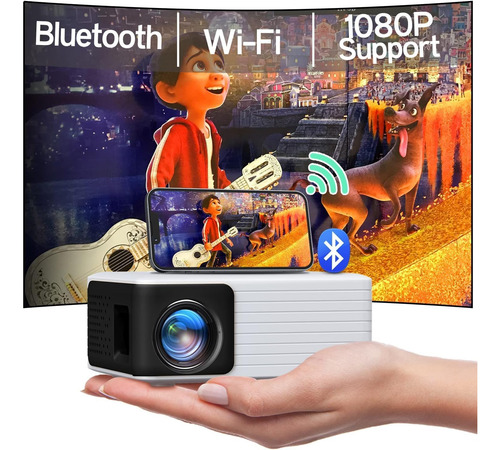 Mini Proyector Con Wifi Bluetooth, Proyector Portátil Full H