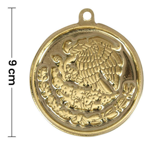 Imagen 3 de 3 de Escudo Nacional Mexicano Plástico 3d Oro Ch 9cm Mylin 6pz