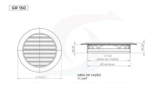 Imagem 5 de 6 de Kit 2 Grade De Ventilação Redonda Itc 15 Cm / Com Tela Gr150