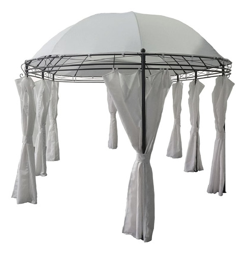 Pérgola Ovalada Con Cortinas Blancas 3 X 6 Mt