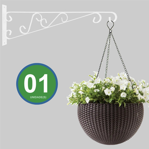 Mão Francesa Suporte Rústico P/ Plantas 50cm Branco