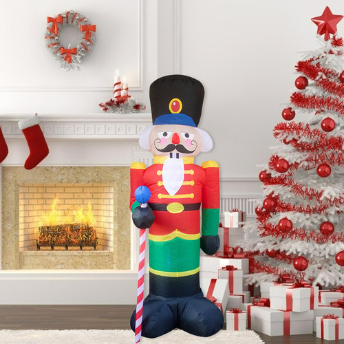 Cascanueces Inflable Navideño De 8 Pies Con 3 Luces Led