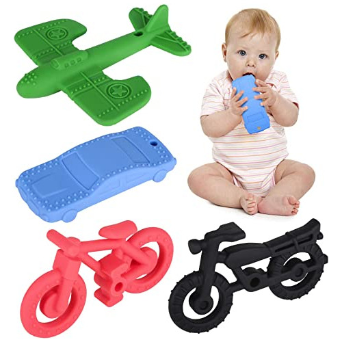 4-pack Silicone Teething Toys For Infant Toddlers 3d Je...