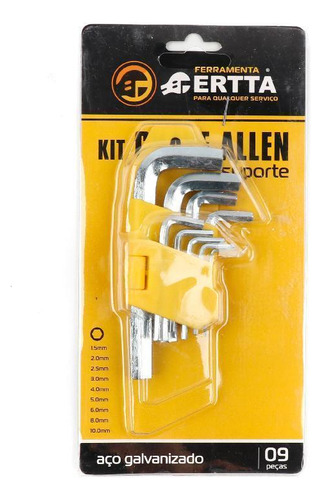 Ogo Kit Chave Allen Com Suporte 1,5 A 10mm 9 Peças Aço