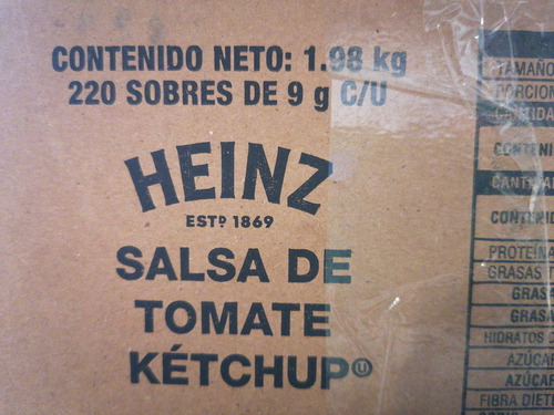 Ketchup Heinz 220 Sobres De 9 G C/u
