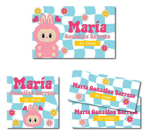 Etiquetas Escolares Personalizadas, Kit Imprimible Labubu