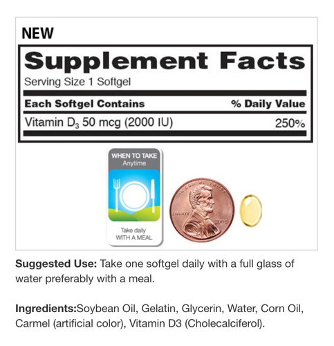 Kirkland Vitamina D3 50mcg 2,000iu Ayuda Corazon Hueso 600pz
