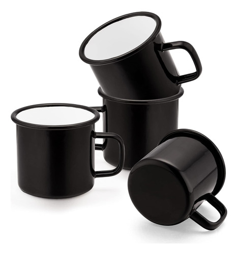 Teamfar Juego De 4 Tazas Esmaltadas, Taza De Café De 12 Onza