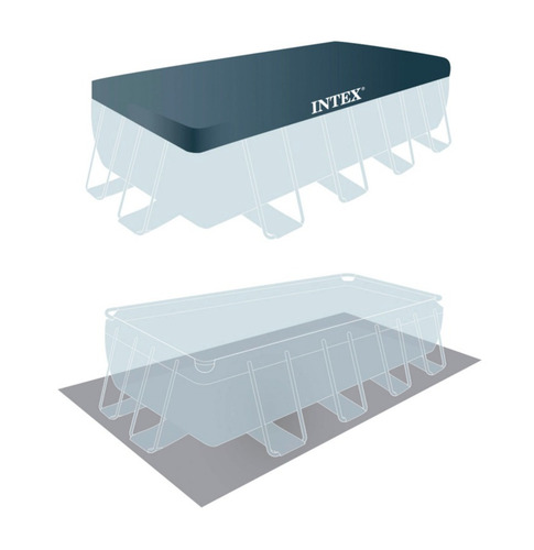 Piscina estructural rectangular Intex 26792 con capacidad de 10874 litros de 488cm de largo x 244cm de ancho gris claro diseño mosaico