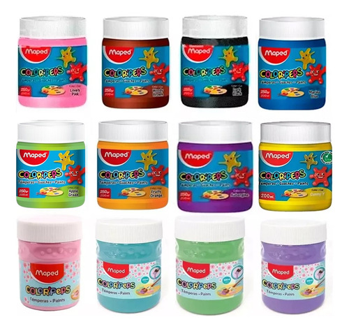 Pack De Tempera Maped Lavable X 12 Potes Surtido Especial