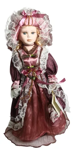 Boneca De Porcelana Estilo Vitoriana Porcelain Doll 40 Cms.