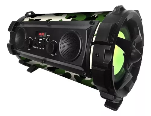 Altavoz Bluetooth potente y portátil grande, radio FM LED de camuflaje en  color