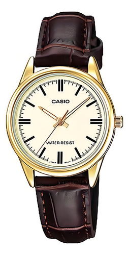 Reloj Casio Ltpv005gl-9a Mujer Correa Marrón *watchsalas
