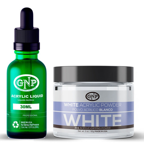 Polvo Acrílico Gnp Blanco 60gr. + Líquido Acrílico Gnp 30ml