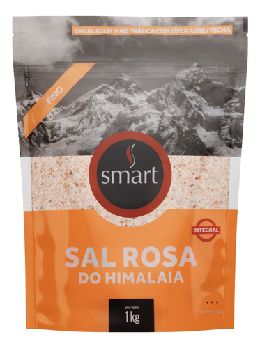 Sal rosa do himalaia fino Smart Sal em pouch sem glúten 1 kg 