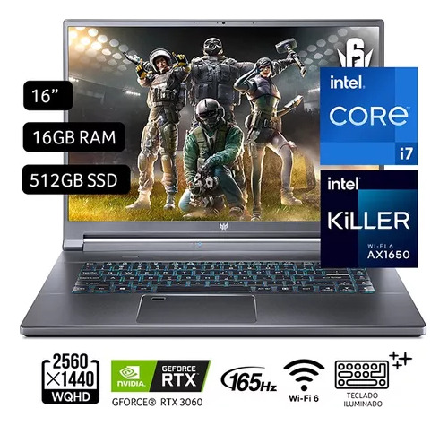 Laptop Gamer Predator Triton 500 Intel Ci7-11800h 16gb 512g