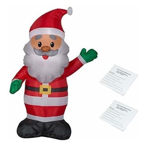 Papá Noel Hinchable Negro Afroamericano De Holiday Time, Inf