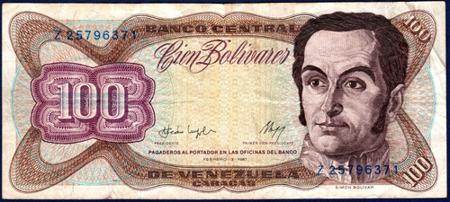 Billete De 100 Bolívares Z8 Febrero 3 1987 Simón Bolívar