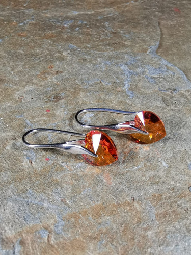 Aros De Plata 925 Y Cristal.