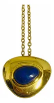 Comprar Collar Acero Bañado En Oro Lapislazuli Cabujon Natural